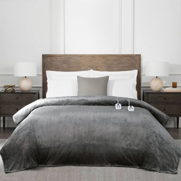 Brookstone Bedding Twin Heated Blanket Gray Brookstone Poshmark
